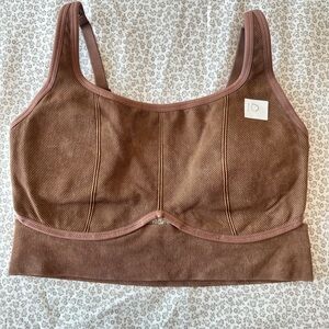 American Eagle Outfitters Ribbed Scoop Bralette in Camel